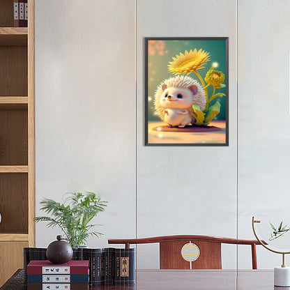 Little Hedgehog And Sunflower - Full Round Drill Diamond Painting 30*40CM