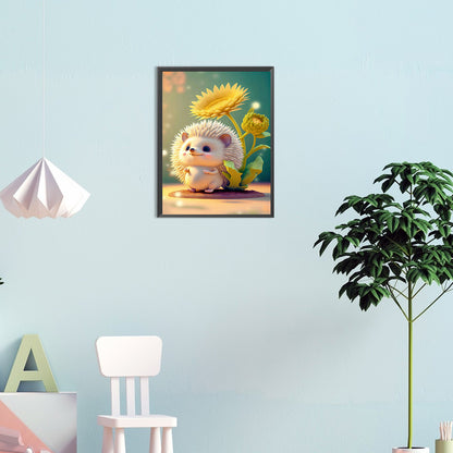 Little Hedgehog And Sunflower - Full Round Drill Diamond Painting 30*40CM