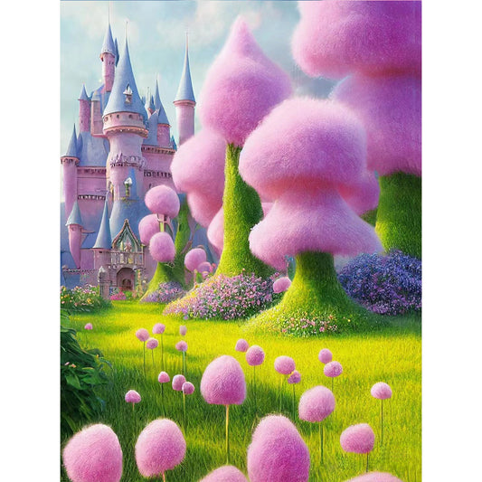 The Castle Guided By The Flower Tree - Full Round Drill Diamond Painting 30*40CM