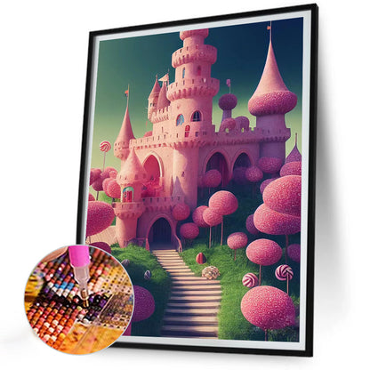 Big Pink Castle - Full Round Drill Diamond Painting 30*40CM