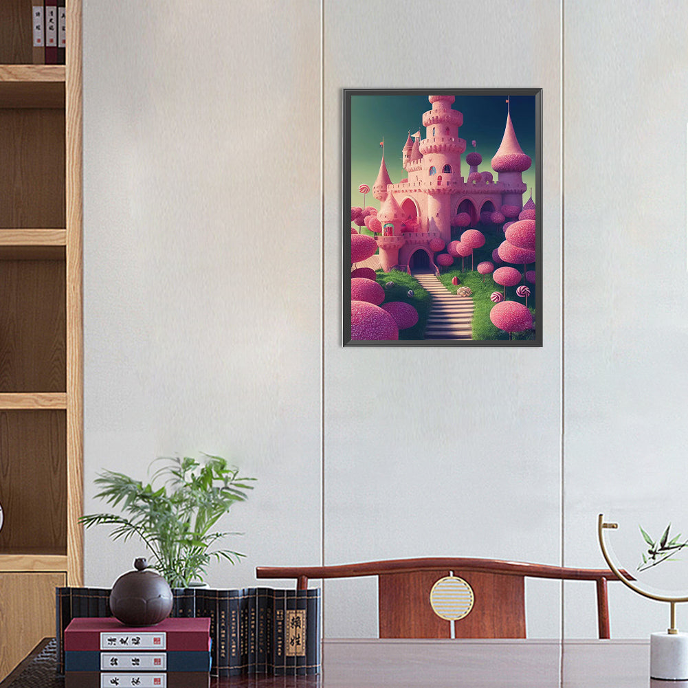 Big Pink Castle - Full Round Drill Diamond Painting 30*40CM