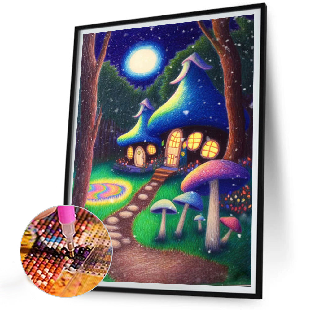House Under Moonlight - Full Round Drill Diamond Painting 30*40CM