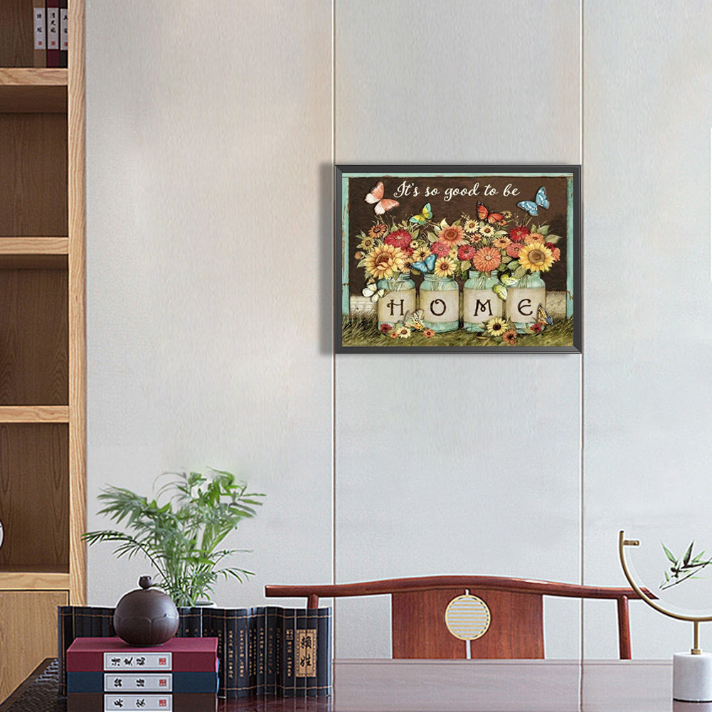 Flower Sign Bar - Full Round Drill Diamond Painting 40*30CM