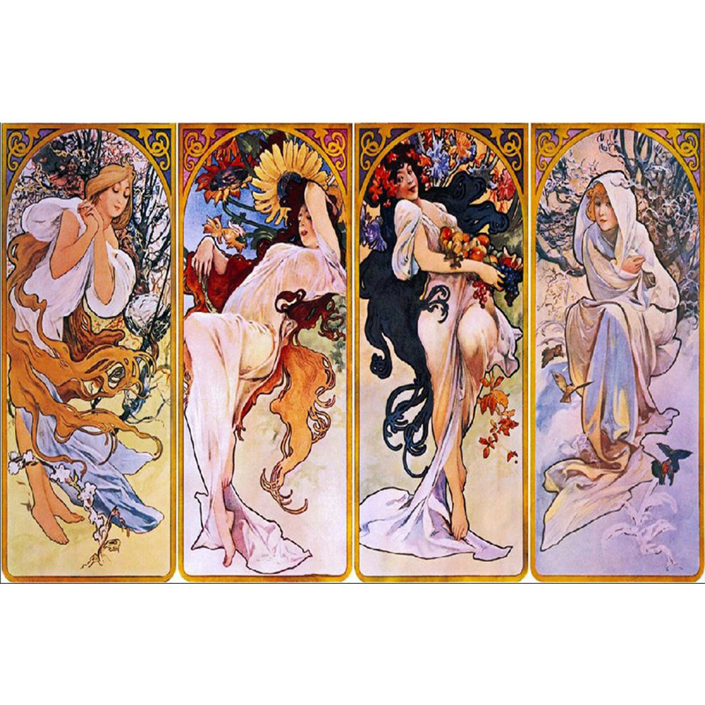 Art Illustration - Mucha - Full Round Drill Diamond Painting 70*50CM