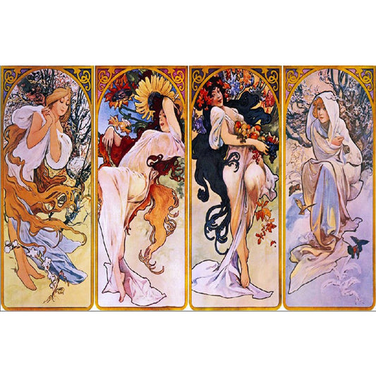 Art Illustration - Mucha - Full Round Drill Diamond Painting 70*50CM