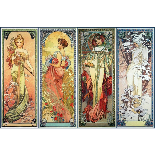 Art Illustration - Mucha - Full Round Drill Diamond Painting 70*50CM