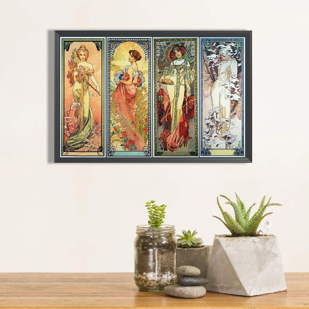 Art Illustration - Mucha - Full Round Drill Diamond Painting 70*50CM
