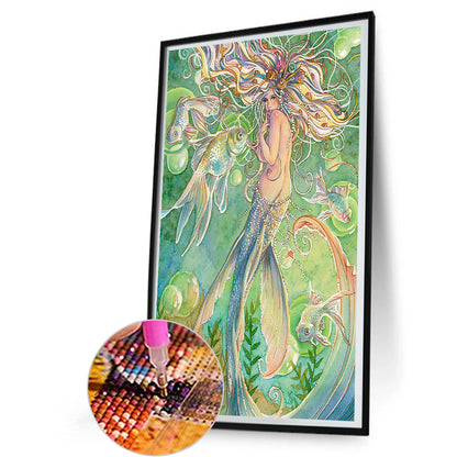 Mermaid Pearl Girl - Full Round Drill Diamond Painting 30*50CM