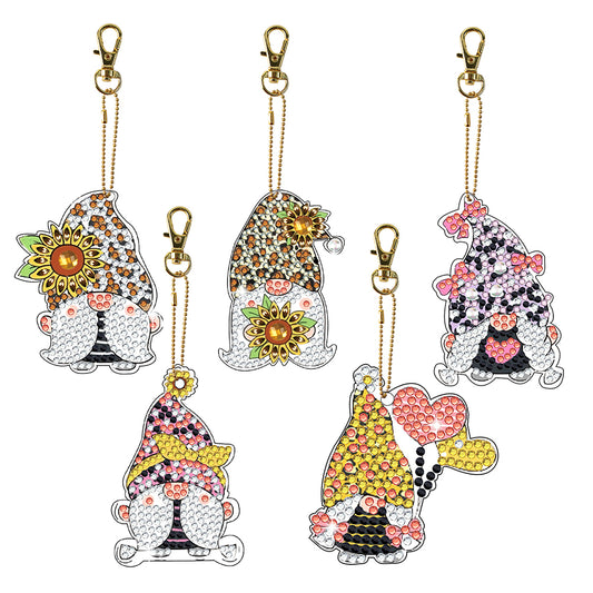 5pcs Diamond Art Keychains Diamond Mosaic Kit DIY Gem Keychains Lady Bag Pendant