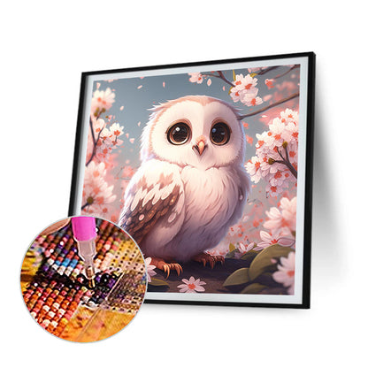 Owl Standing On Flower Tree - Full Round Drill Diamond Painting 30*30CM