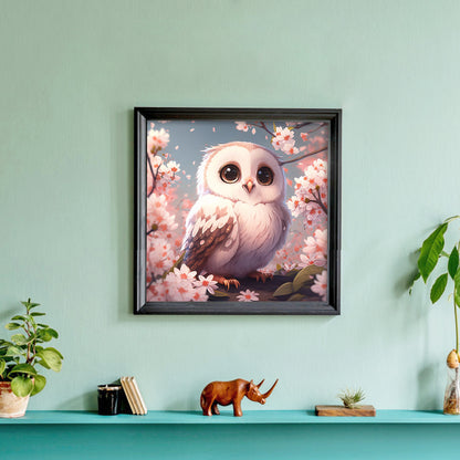 Owl Standing On Flower Tree - Full Round Drill Diamond Painting 30*30CM