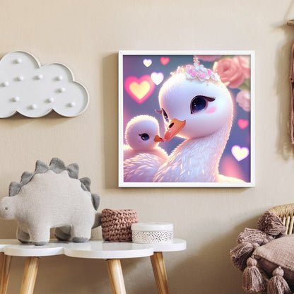 Little Swan And Mother Swan - Full Round Drill Diamond Painting 30*30CM
