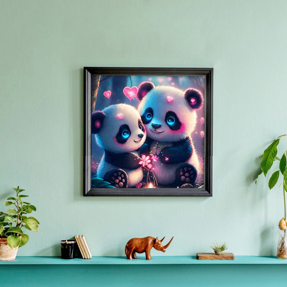 Little Panda And Panda Mother - Full Round Drill Diamond Painting 30*30CM