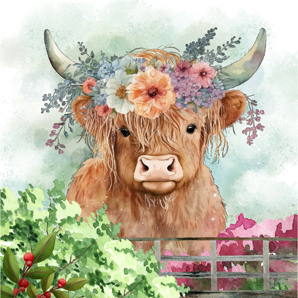 Highland Cattle - Full Round Drill Diamond Painting 30*30CM