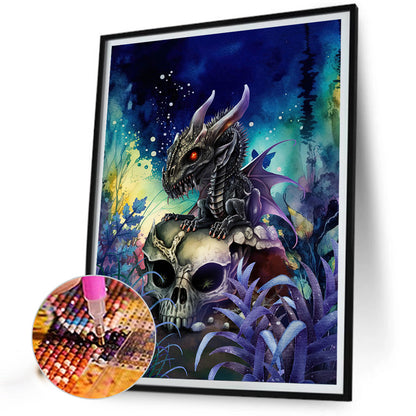 Black Dragon Skeleton - Full Round Drill Diamond Painting 30*40CM