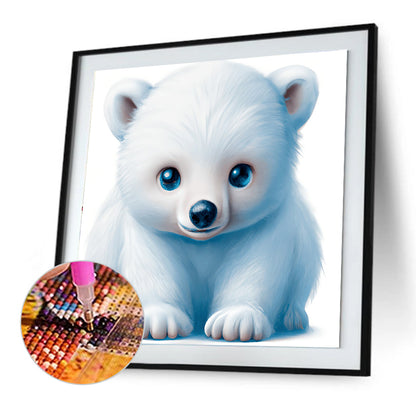 Big Head Animal White Bear - Full Round Drill Diamond Painting 30*30CM