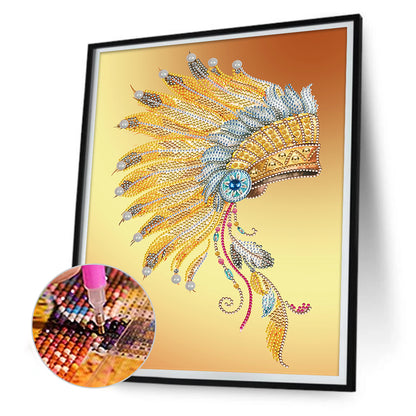 Feather Hat - Special Shaped Drill Diamond Painting 30*40CM
