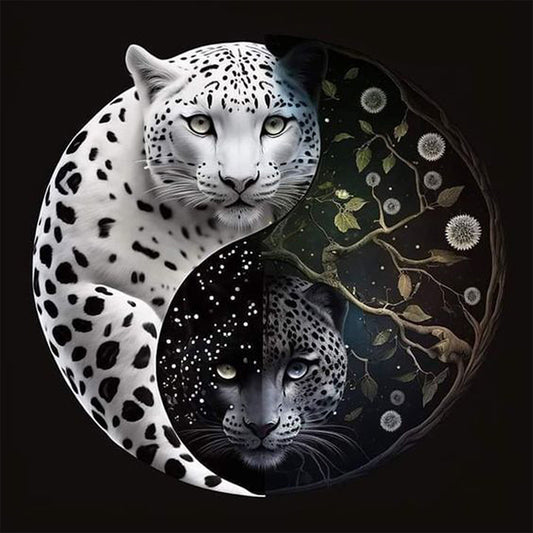 Tai Chi Animals - Black And White Leopard - Full Square Drill Diamond Painting 40*40CM