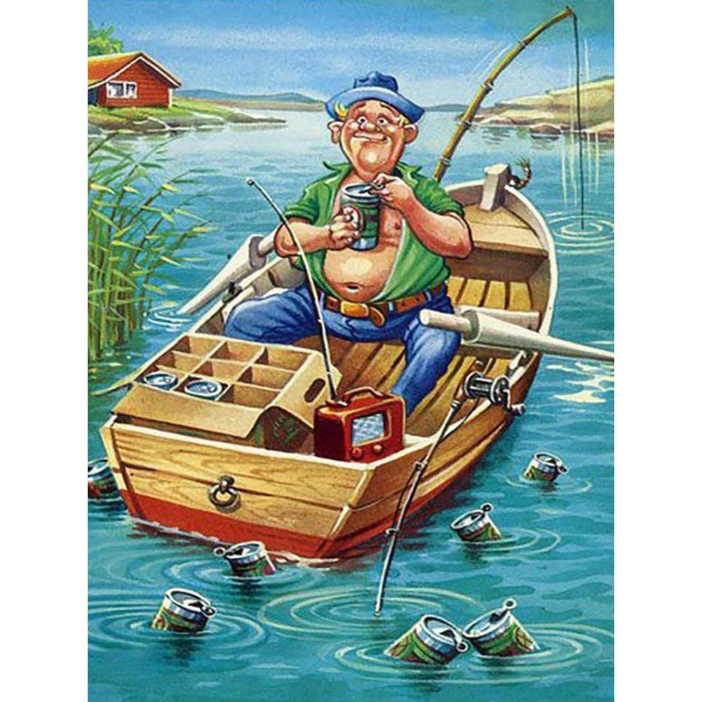 Man Fishing - Full Round Drill Diamond Painting 40*50CM