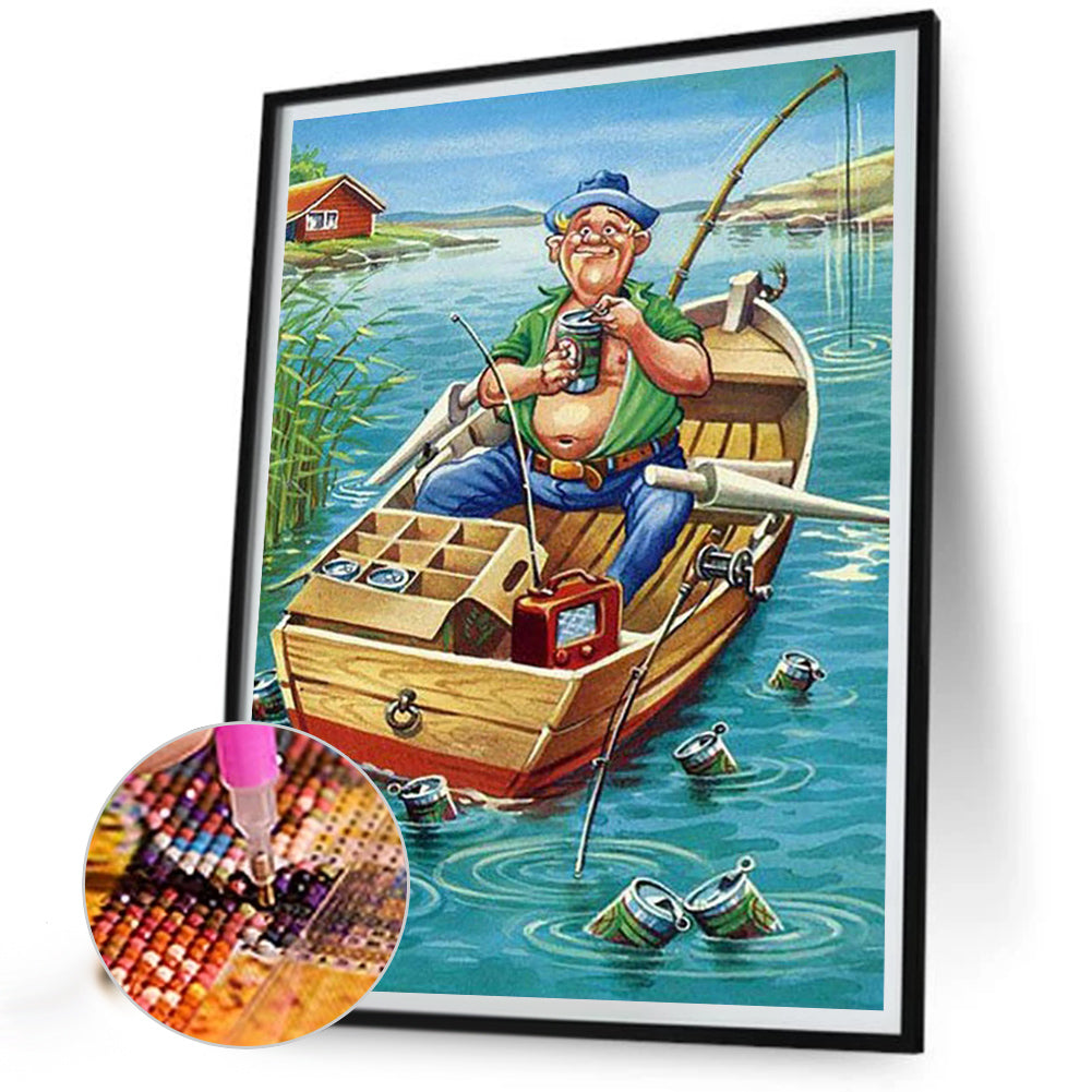 Man Fishing - Full Round Drill Diamond Painting 40*50CM