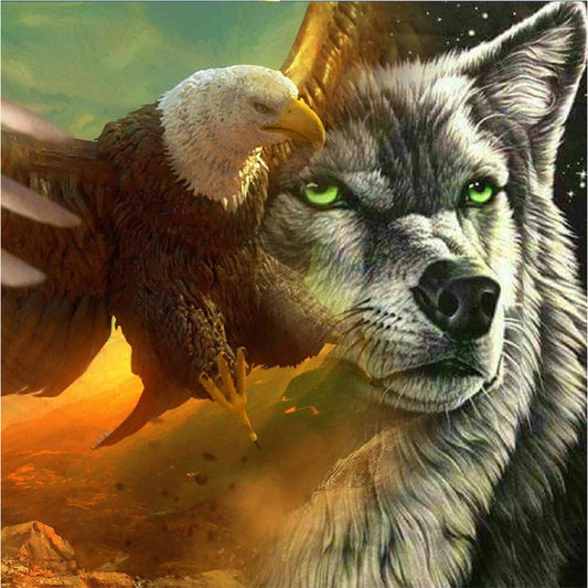 Eagle And Wolf - Full Round Drill Diamond Painting 30*30CM