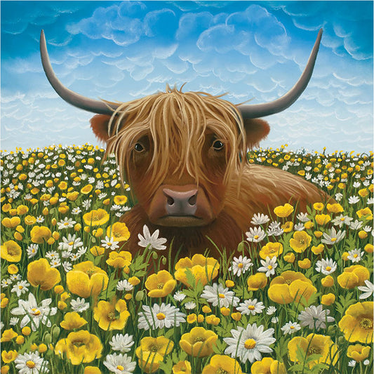 Cow In The Flowers - Full Round Drill Diamond Painting 30*30CM