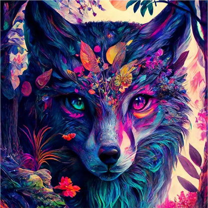Colorful Wolf Cubs - Full Round Drill Diamond Painting 30*30CM