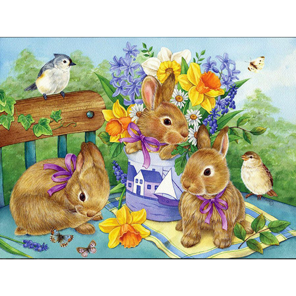 Rabbit - Full Round Drill Diamond Painting 40*30CM