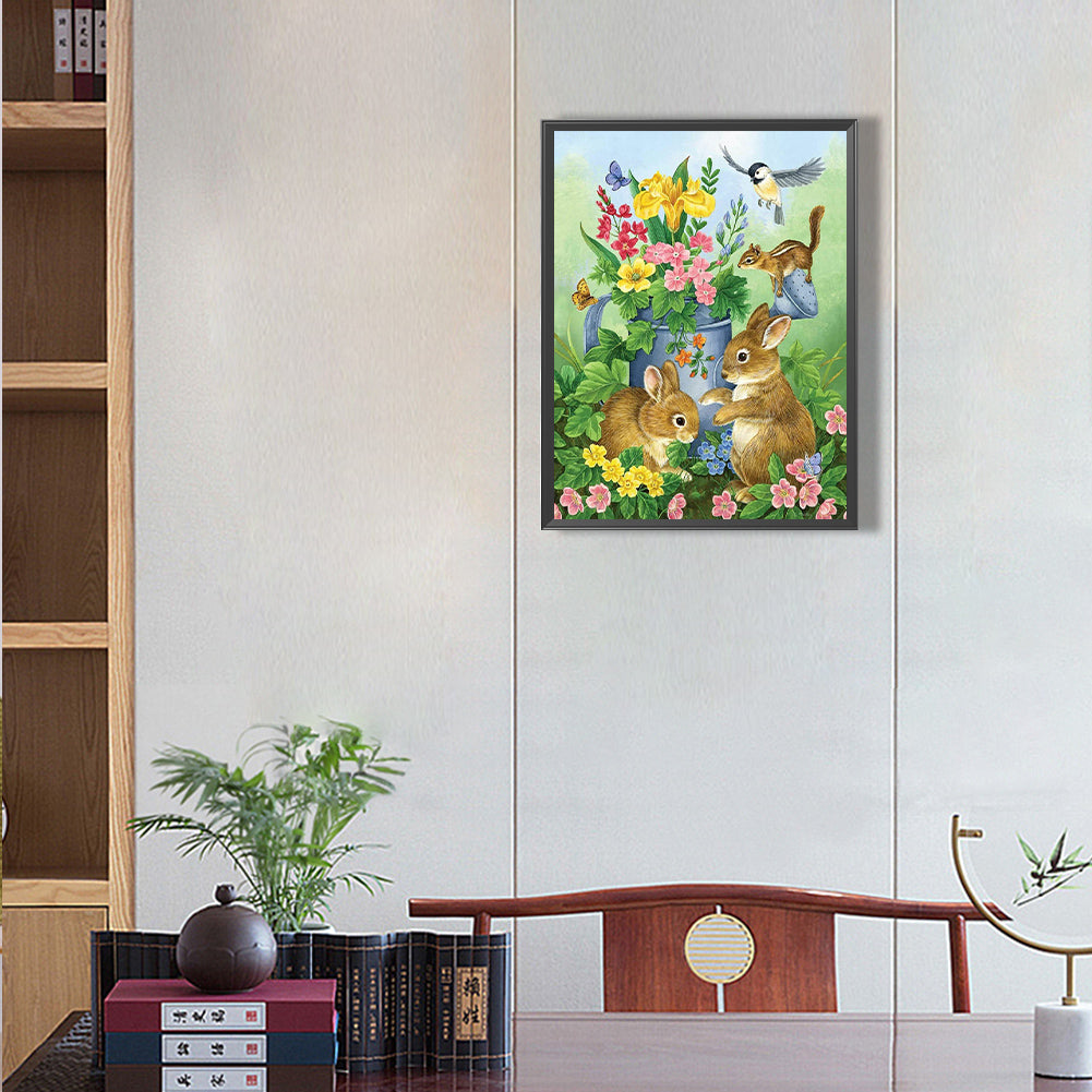 Animals Playing In The Wild - Full Round Drill Diamond Painting 30*40CM
