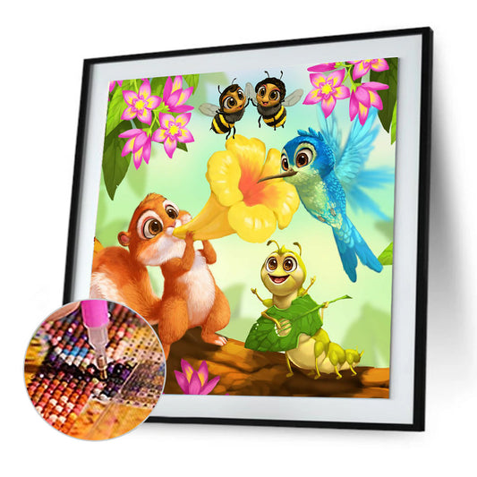 Animals Playing In The Wild - Full Round Drill Diamond Painting 30*30CM
