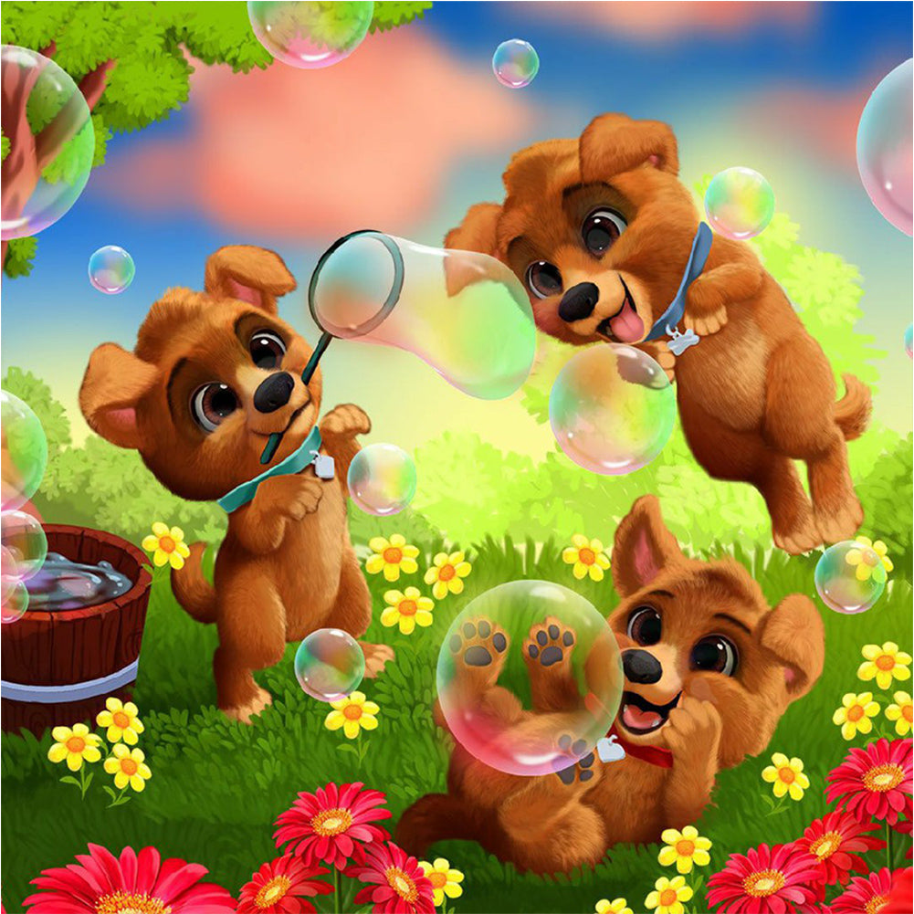 Animals Playing In The Wild - Full Round Drill Diamond Painting 30*30CM