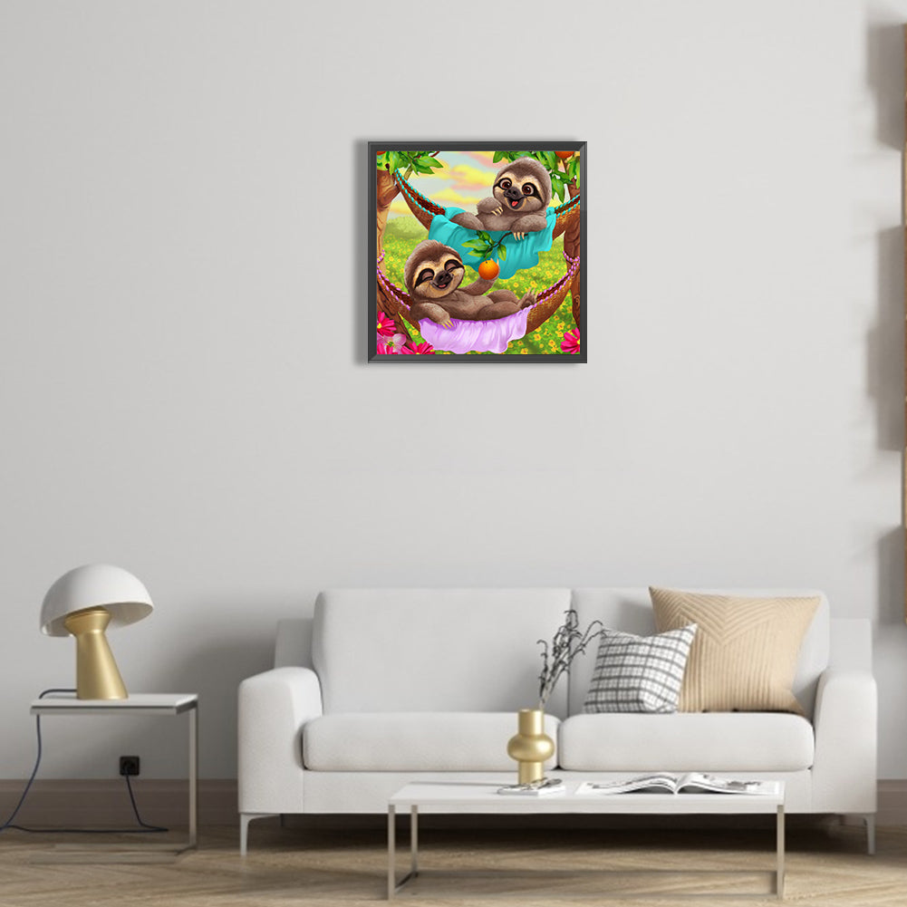 Animals Playing In The Wild - Full Round Drill Diamond Painting 30*30CM