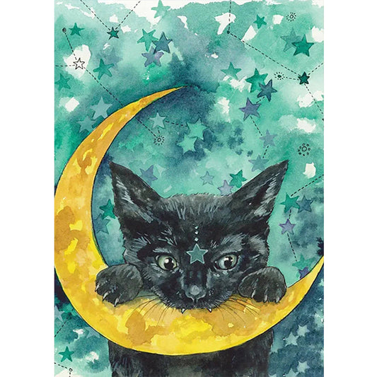 Cat Hanging On The Moon - Full Round Drill Diamond Painting 30*40CM