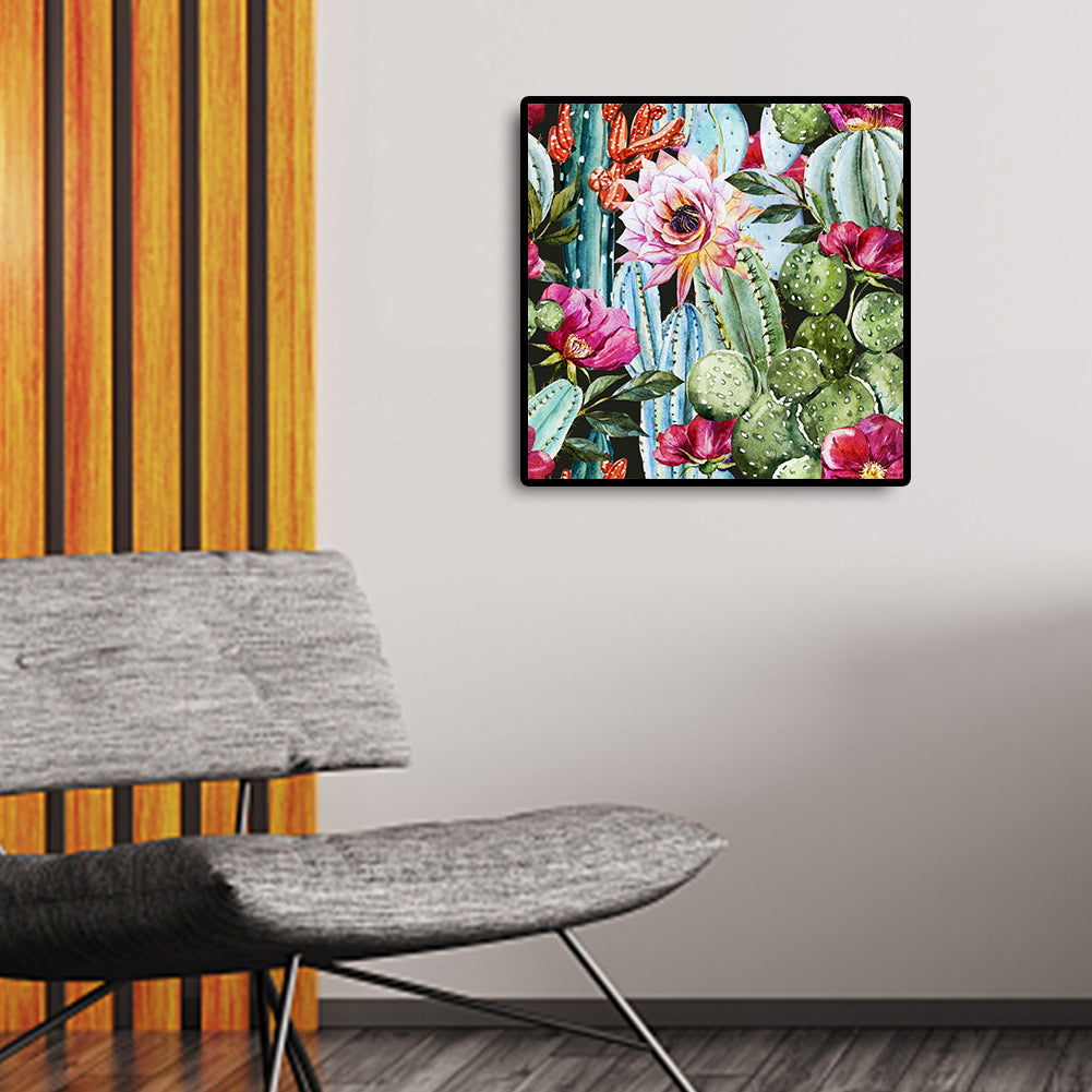 Cactus And Flowers - Full Round Drill Diamond Painting 40*40CM