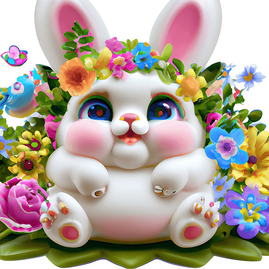 Bunny In The Flowers - Full Round Drill Diamond Painting 30*30CM