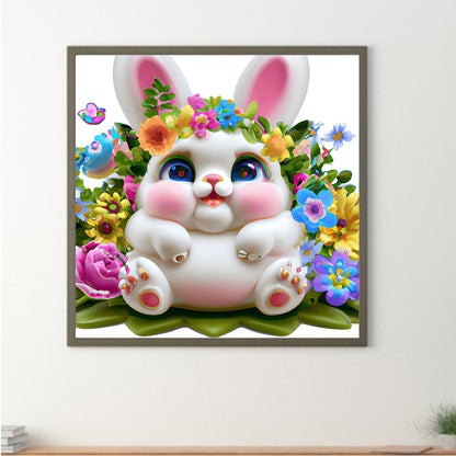 Bunny In The Flowers - Full Round Drill Diamond Painting 30*30CM