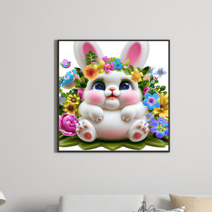 Bunny In The Flowers - Full Round Drill Diamond Painting 30*30CM