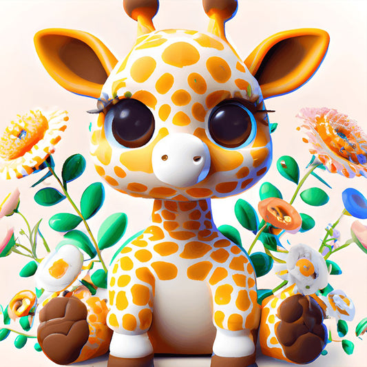Giraffe In The Flowers - Full Round Drill Diamond Painting 30*30CM