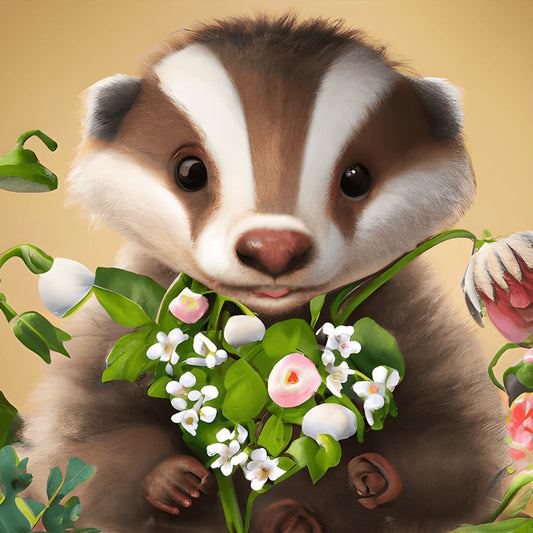 Raccoon With Flower - Full Round Drill Diamond Painting 30*30CM