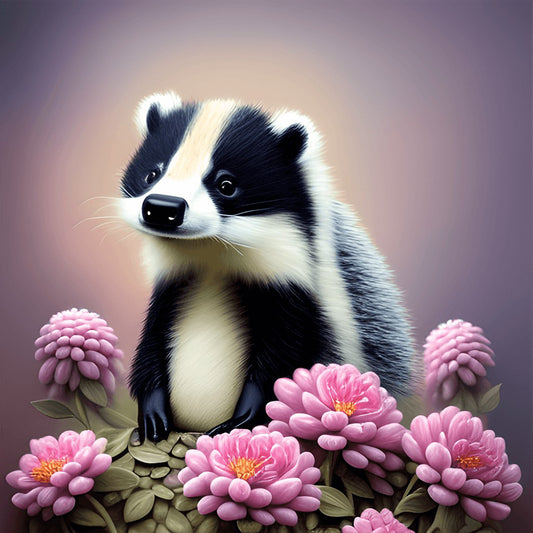 Raccoon With Flower - Full Round Drill Diamond Painting 30*30CM