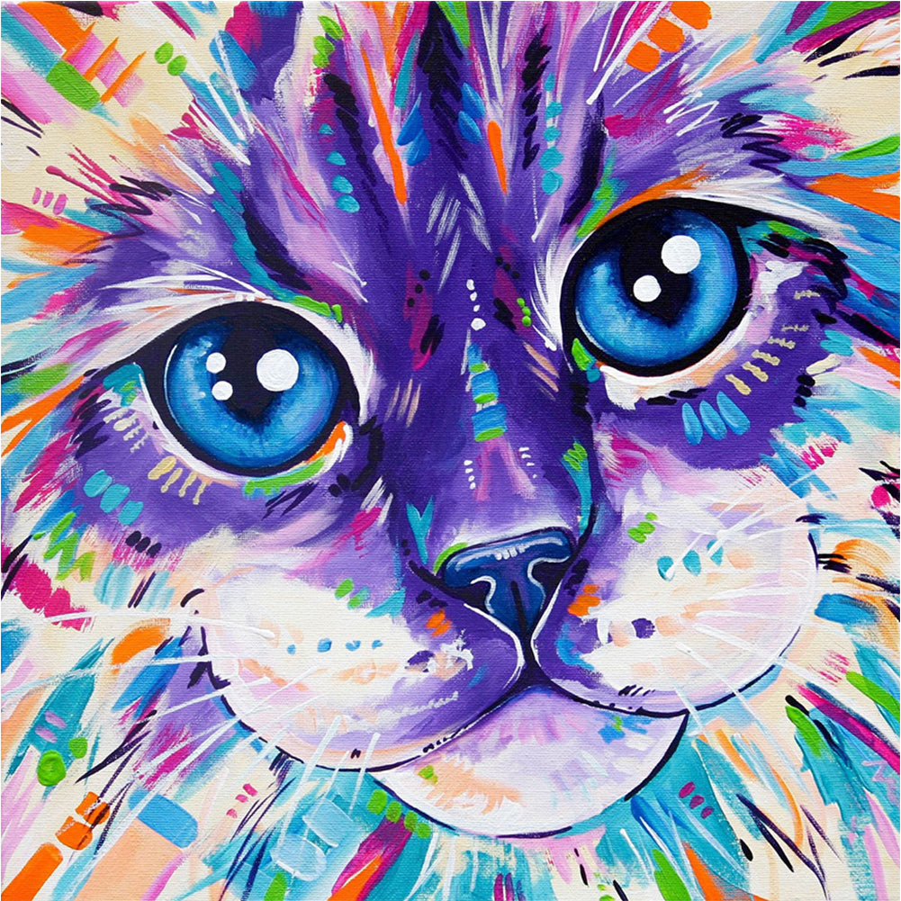 Colorful Cat - Full Round Drill Diamond Painting 30*30CM