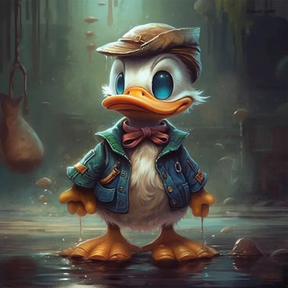 Rainy Night Donald Duck - Full Round Drill Diamond Painting 30*30CM