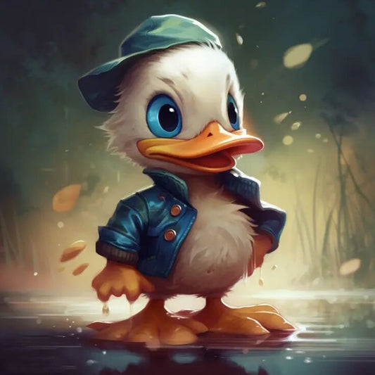 Rainy Night Donald Duck - Full Round Drill Diamond Painting 30*30CM
