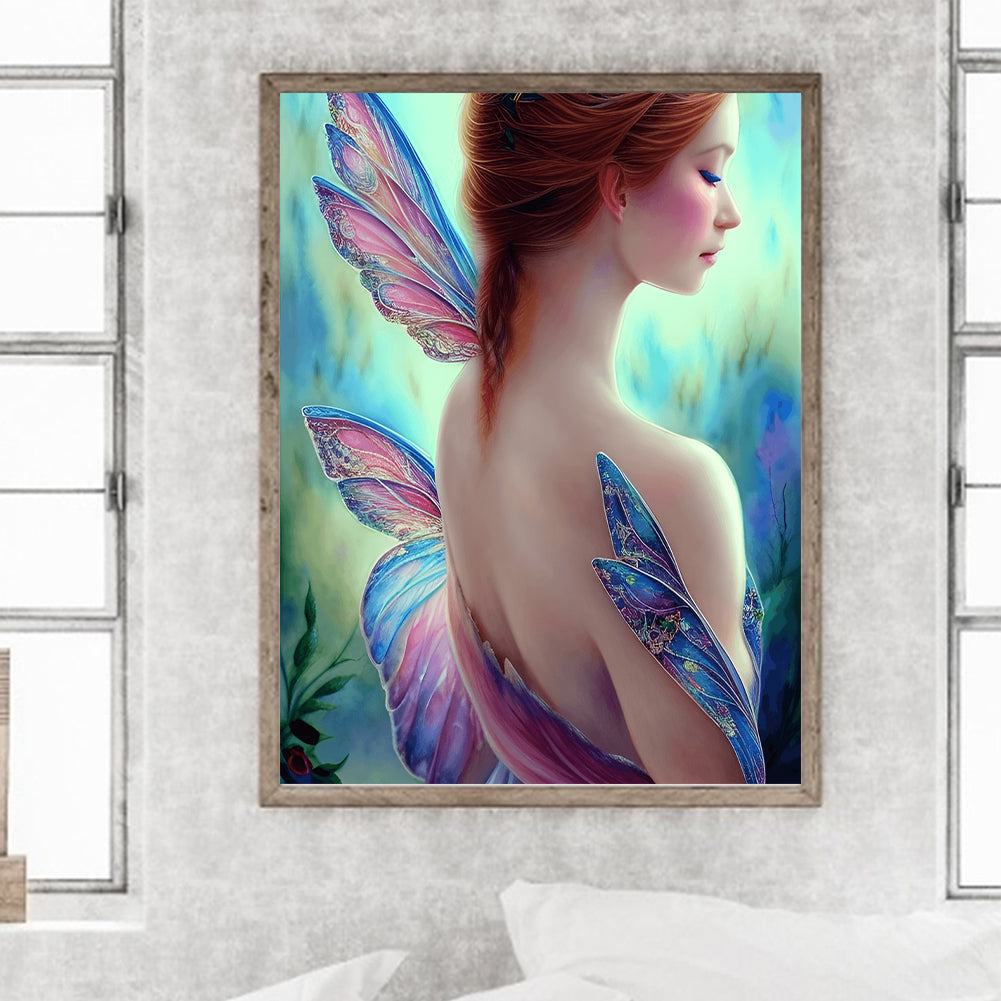 Butterfly Wings Woman - Full Round Drill Diamond Painting 30*40CM