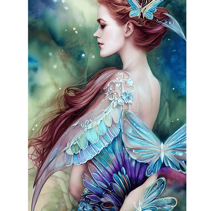 Butterfly Wings Woman - Full Round Drill Diamond Painting 30*40CM