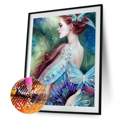 Butterfly Wings Woman - Full Round Drill Diamond Painting 30*40CM