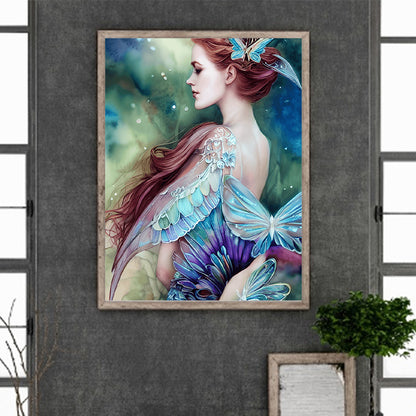 Butterfly Wings Woman - Full Round Drill Diamond Painting 30*40CM