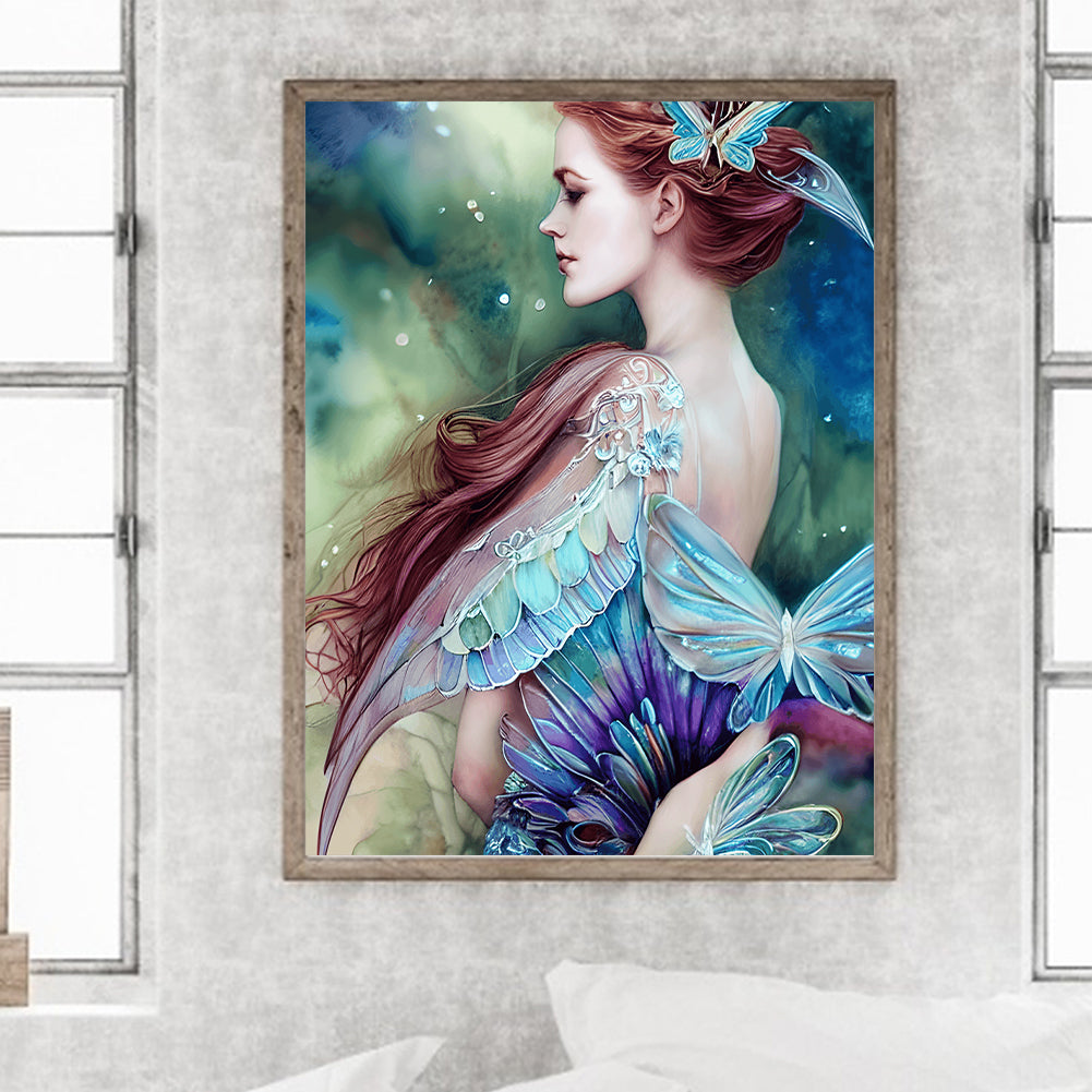 Butterfly Wings Woman - Full Round Drill Diamond Painting 30*40CM