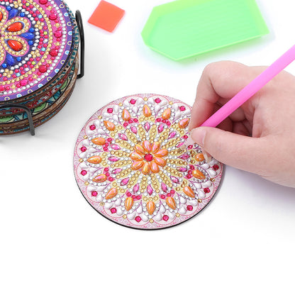 DIY Diamond Painting Coasters Kit Crystal Drink Coasters Cartoon for Adults Kids