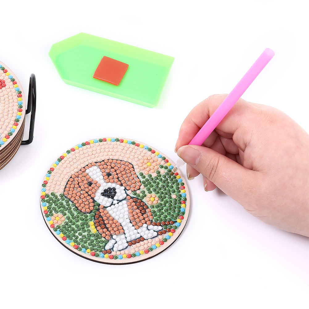 DIY Diamond Painting Coasters Kit Crystal Drink Coasters Cartoon for Adults Kids